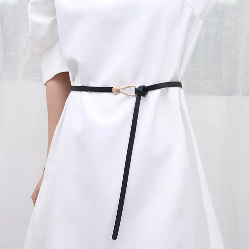 Elegant Gold Buckle Knot Strap Belt – Stylish & Adjustable-Black-State of Style