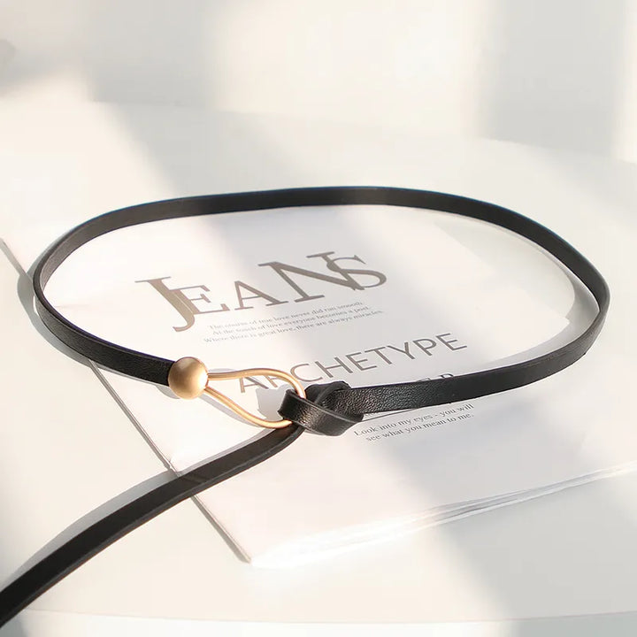 Elegant Gold Buckle Knot Strap Belt – Stylish & Adjustable-Black-State of Style