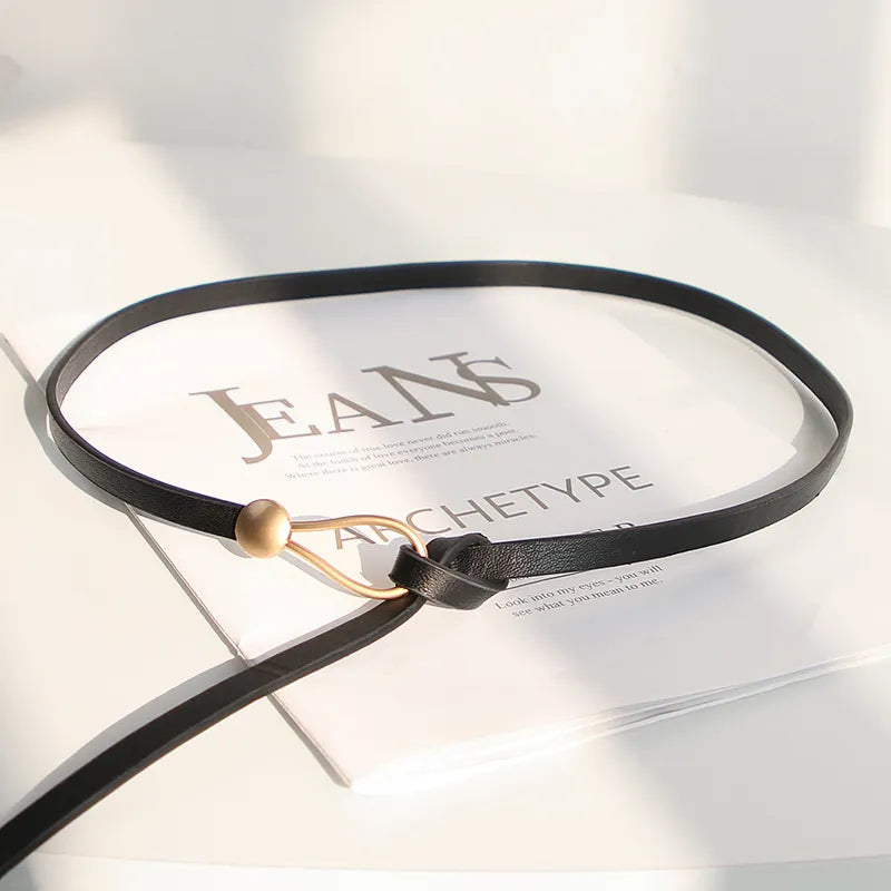 Elegant Gold Buckle Knot Strap Belt – Stylish & Adjustable-Black-State of Style