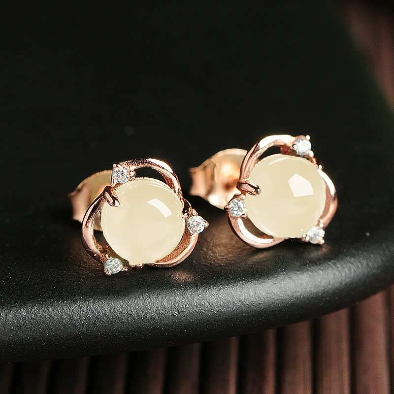 Elegant Green Gemstone Earrings for Stylish Women-White 10MM-State of Style