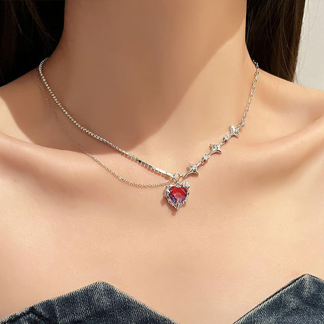 Elegant Heart Drop Necklace | Fashion Peach Heart Pendant-Heart Earrings-State of Style