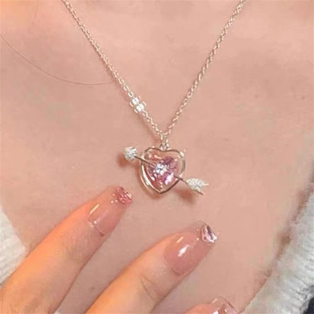 Elegant Heart Drop Necklace | Fashion Peach Heart Pendant-Heart Earrings-State of Style