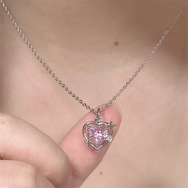 Elegant Heart Drop Necklace | Fashion Peach Heart Pendant-Heart Earrings-State of Style