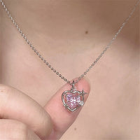 Elegant Heart Drop Necklace | Fashion Peach Heart Pendant-Heart Earrings-State of Style
