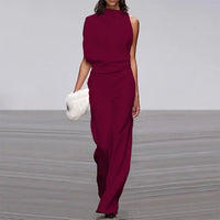 Elegant High Neck Jumpsuit by Isabel-Burgundy-S-State of Style