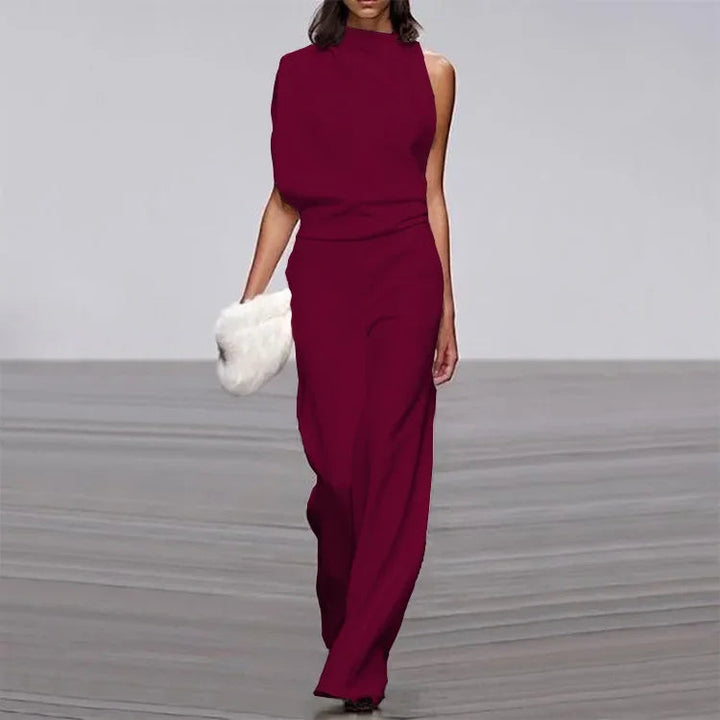 Elegant High Neck Jumpsuit by Isabel-Burgundy-S-State of Style