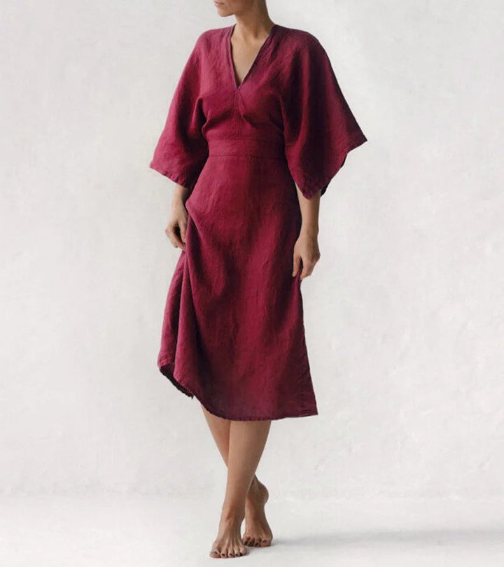 Elegant Ink Blue Linen Dress | Comfortable & Stylish-Chestnut Brown-S-State of Style