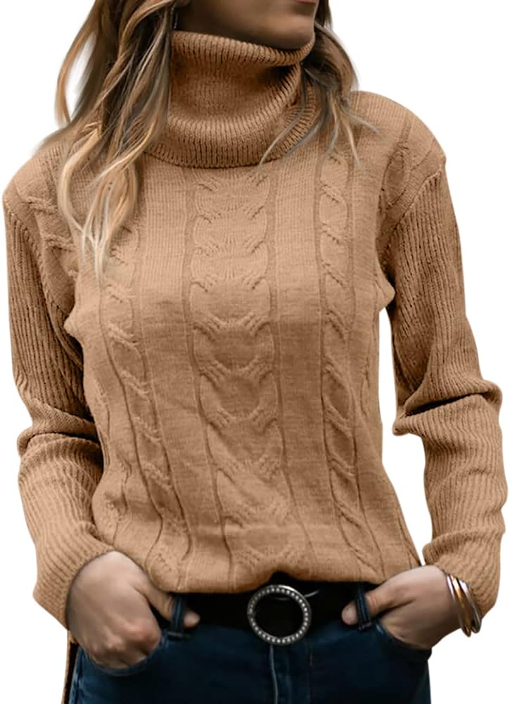 Elegant Knitted Women's Turtleneck Sweater - Denise-Apricot-S-State of Style