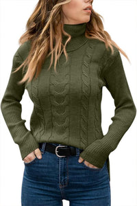Elegant Knitted Women's Turtleneck Sweater - Denise-Apricot-S-State of Style