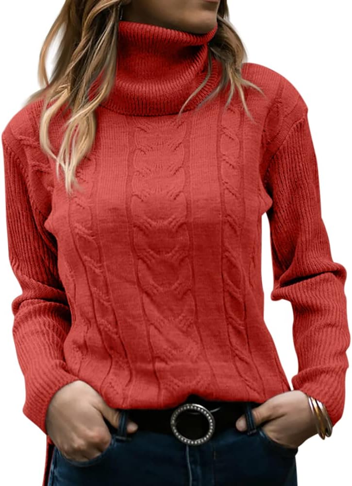 Elegant Knitted Women's Turtleneck Sweater - Denise-Apricot-S-State of Style