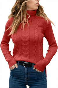 Elegant Knitted Women's Turtleneck Sweater - Denise-Apricot-S-State of Style