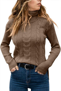 Elegant Knitted Women's Turtleneck Sweater - Denise-Apricot-S-State of Style