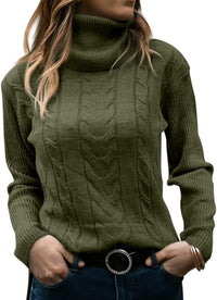 Elegant Knitted Women's Turtleneck Sweater - Denise-Army Green-S-State of Style