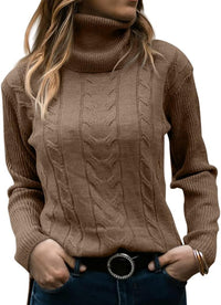 Elegant Knitted Women's Turtleneck Sweater - Denise-Brown-S-State of Style