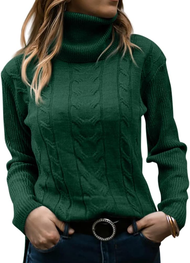 Elegant Knitted Women's Turtleneck Sweater - Denise-Dark Green-S-State of Style