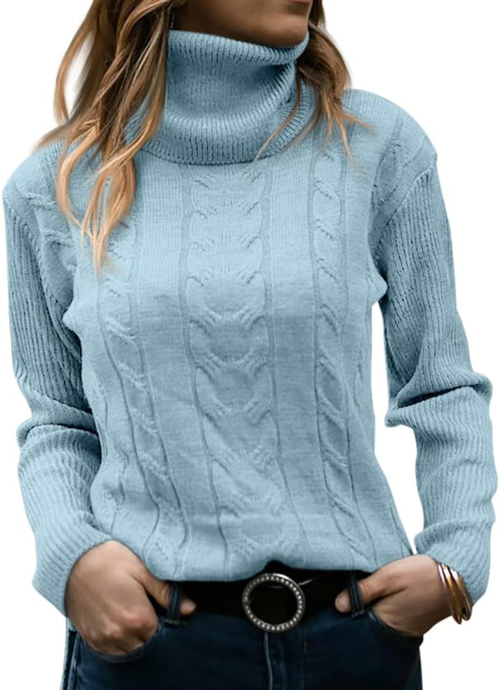 Elegant Knitted Women's Turtleneck Sweater - Denise-Light Blue-S-State of Style