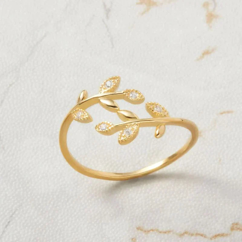 Elegant Leaf Ring | Nature-Inspired Adjustable Jewellery for Women-Gold-State of Style