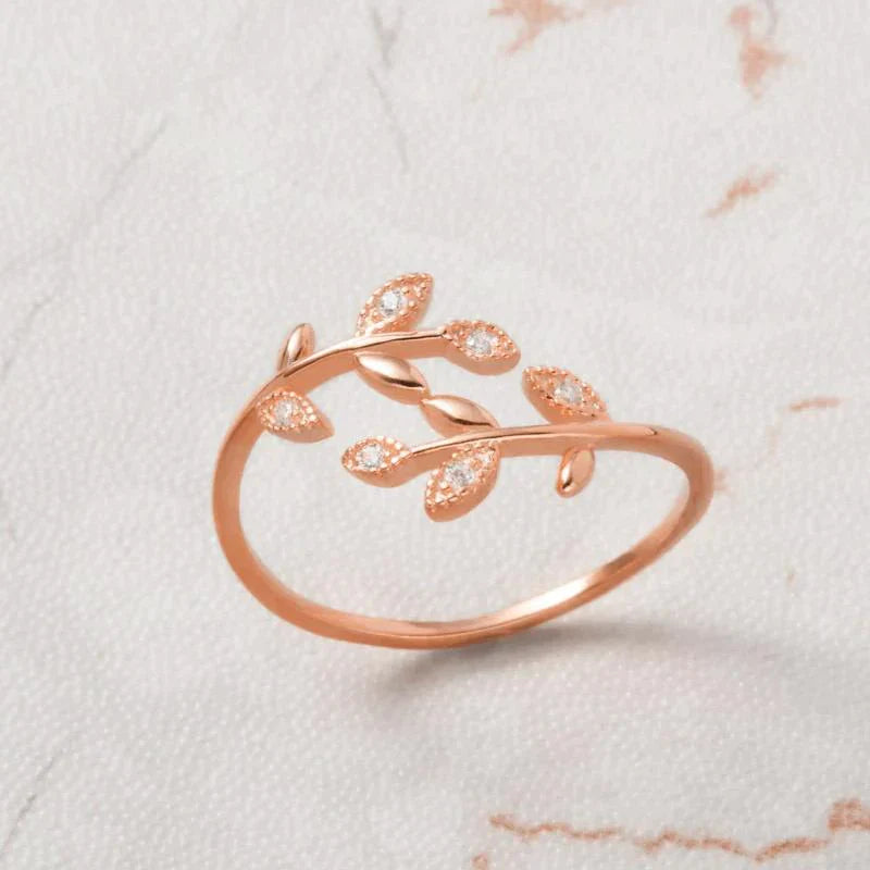 Elegant Leaf Ring | Nature-Inspired Adjustable Jewellery for Women-Rose Gold-State of Style