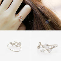 Elegant Leaf Ring | Nature-Inspired Adjustable Jewellery for Women-Silver-State of Style