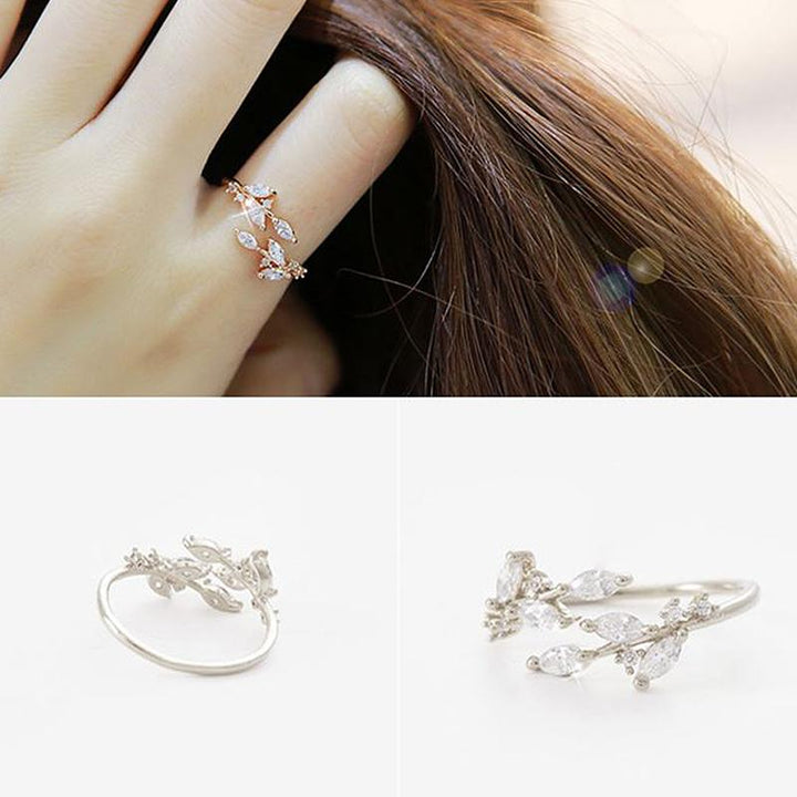 Elegant Leaf Ring | Nature-Inspired Adjustable Jewellery for Women-Silver-State of Style