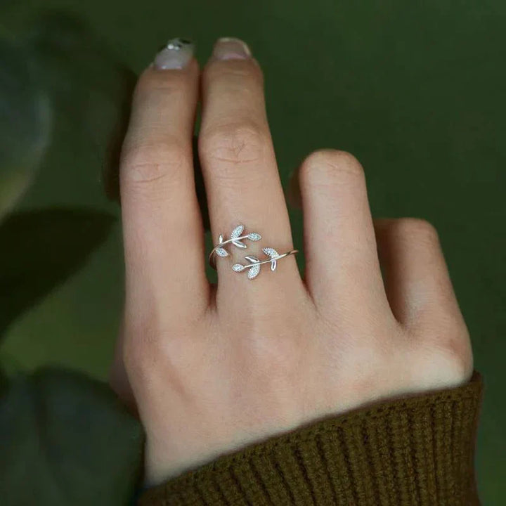 Elegant Leaf Ring | Nature-Inspired Adjustable Jewellery for Women-Silver-State of Style