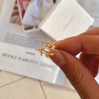 Elegant Leaf Ring | Nature-Inspired Adjustable Jewellery for Women-Silver-State of Style