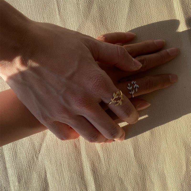 Elegant Leaf Ring | Nature-Inspired Adjustable Jewellery for Women-Silver-State of Style
