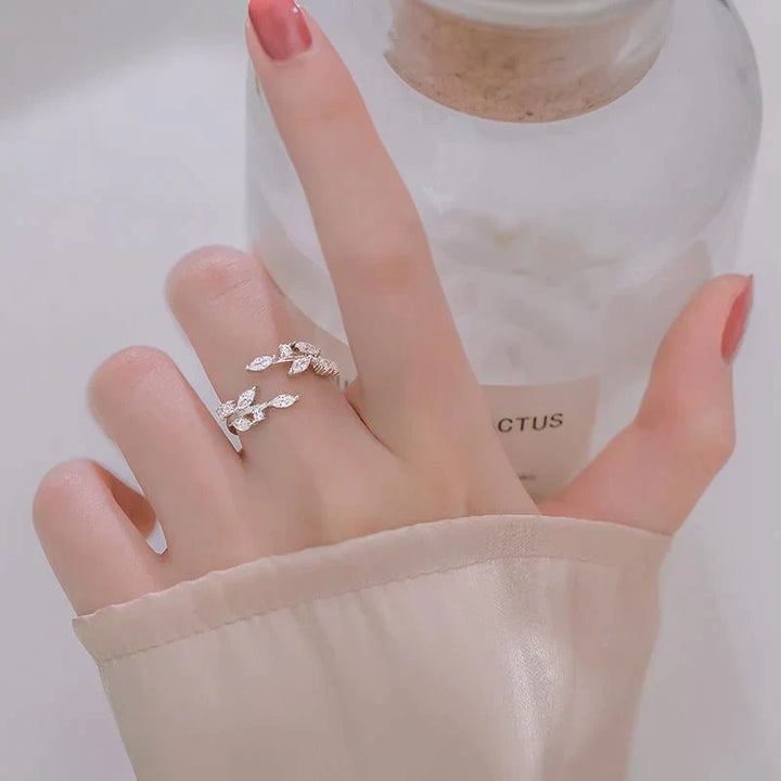 Elegant Leaf Ring | Nature-Inspired Adjustable Jewellery for Women-Silver-State of Style