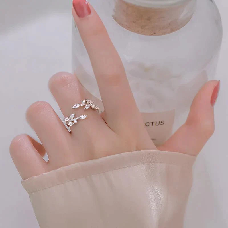 Elegant Leaf Ring | Nature-Inspired Adjustable Jewellery for Women-Silver-State of Style