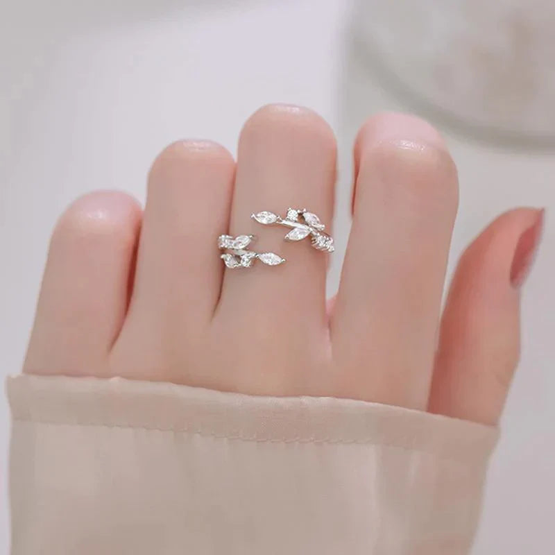 Elegant Leaf Ring | Nature-Inspired Adjustable Jewellery for Women-Silver-State of Style