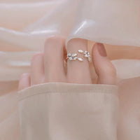 Elegant Leaf Ring | Nature-Inspired Adjustable Jewellery for Women-Silver-State of Style