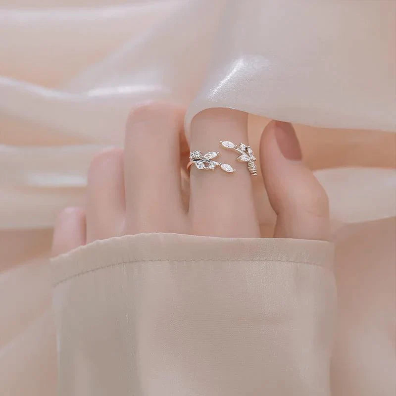 Elegant Leaf Ring | Nature-Inspired Adjustable Jewellery for Women-Silver-State of Style