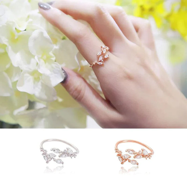 Elegant Leaf Ring | Nature-Inspired Adjustable Jewellery for Women-Silver-State of Style
