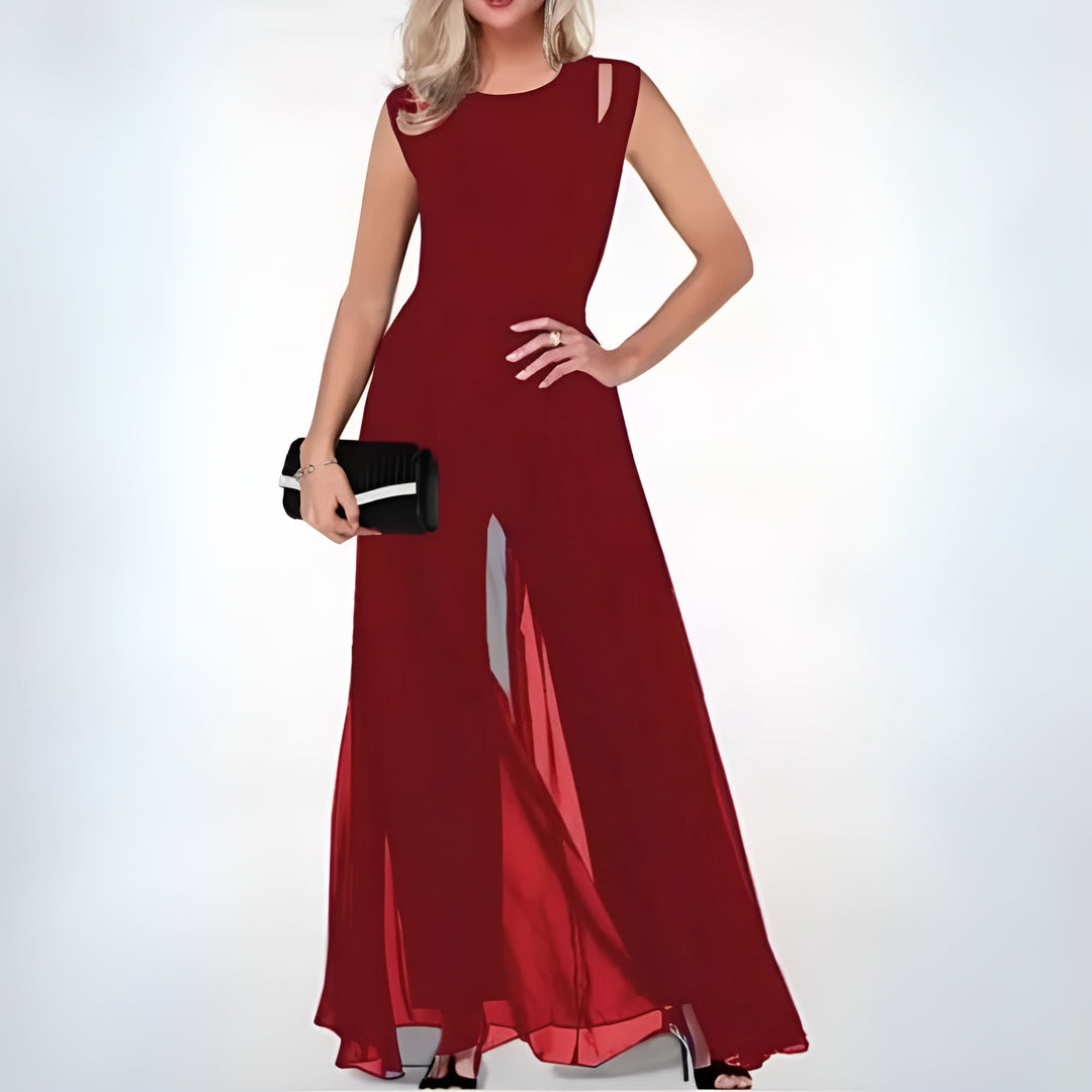 Elegant linen jumpsuit for ladies – Sofia-Red-S-State of Style