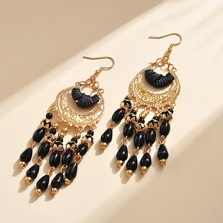 Elegant Long Dangle Earrings | Women’s Fashion Jewellery-Black-State of Style
