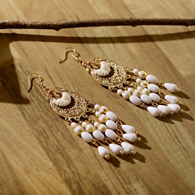 Elegant Long Dangle Earrings | Women’s Fashion Jewellery-White-State of Style