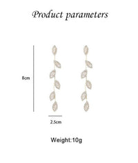 Elegant Long Earrings With Delicate Golden Leaves-State of Style