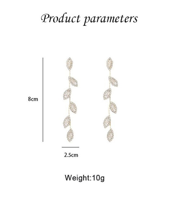 Elegant Long Earrings With Delicate Golden Leaves-State of Style