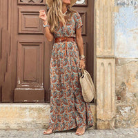 Elegant Long Floral Dress | Comfortable & Stylish Women's Wear-Brown-S-State of Style