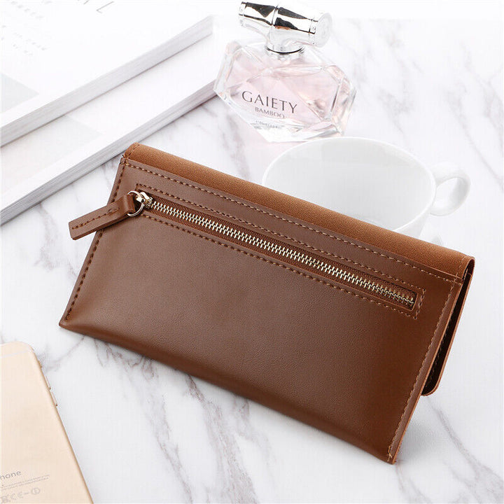 Elegant Long Wallet | Soft Velvet Leather with Gold Clasp-Black-State of Style