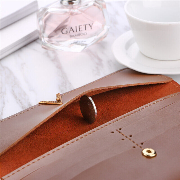 Elegant Long Wallet | Soft Velvet Leather with Gold Clasp-Black-State of Style