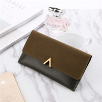 Elegant Long Wallet | Soft Velvet Leather with Gold Clasp-Green-State of Style