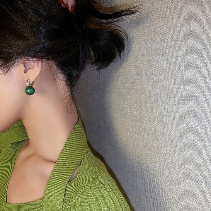 Elegant Luxury Earrings with Green Pearls-State of Style
