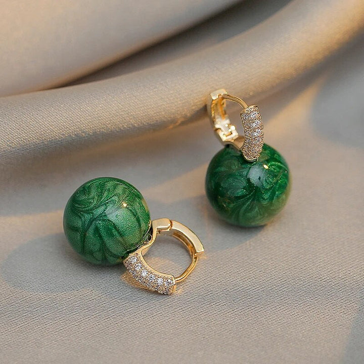 Elegant Luxury Earrings with Green Pearls-State of Style