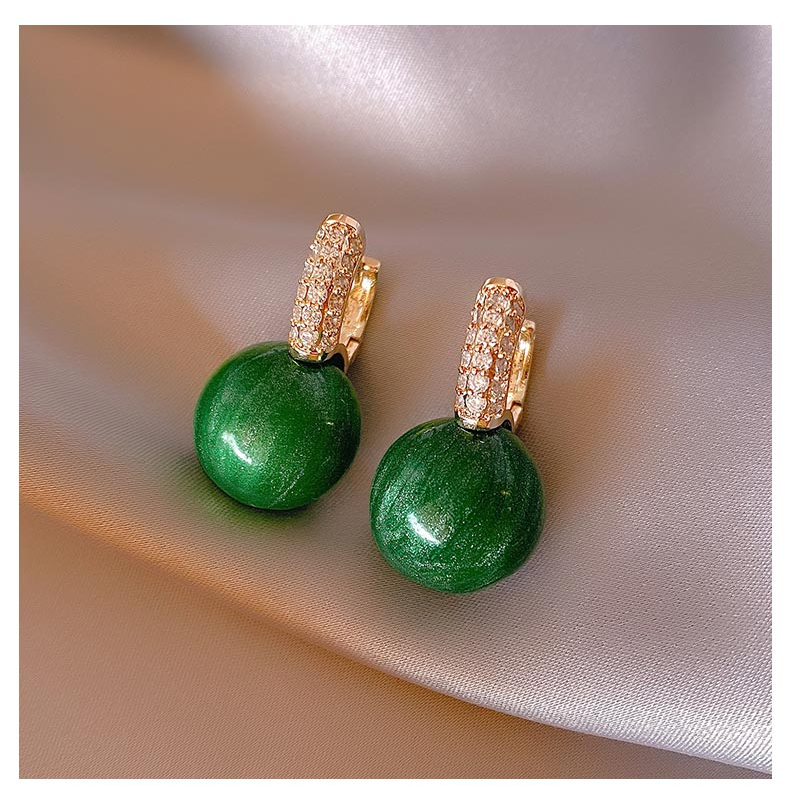 Elegant Luxury Earrings with Green Pearls-State of Style