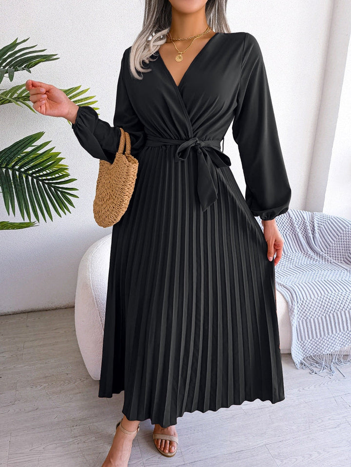 Elegant maxi dress with wrap look - Celina-Black-S-State of Style