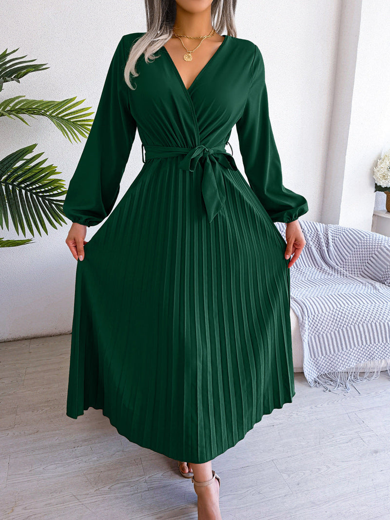 Elegant maxi dress with wrap look - Celina-Green-S-State of Style