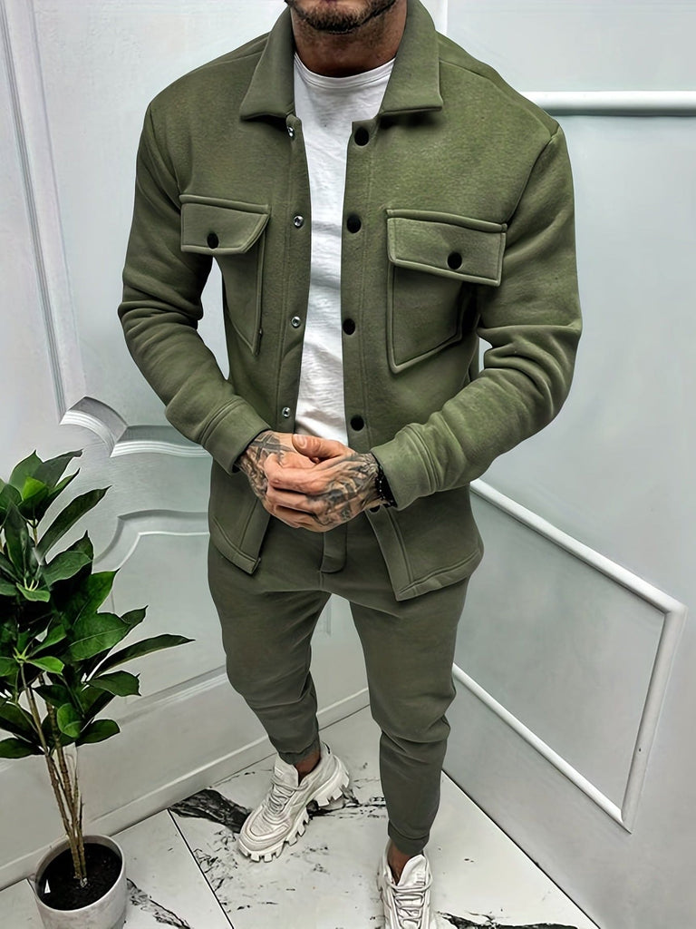 Elegant Men's Two-Piece Set for Autumn/Winter-Green-S-State of Style