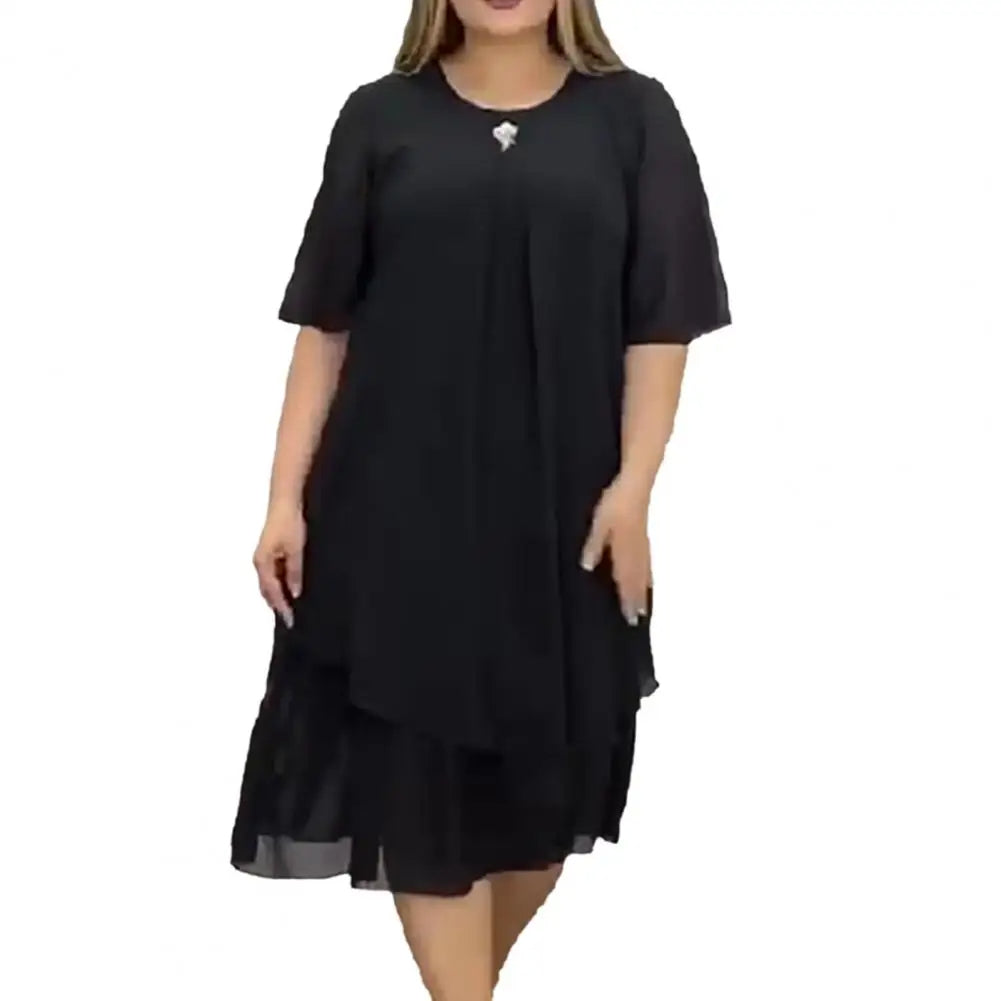 Elegant Midi Evening Dress in Plus Sizes for Curvy Women
