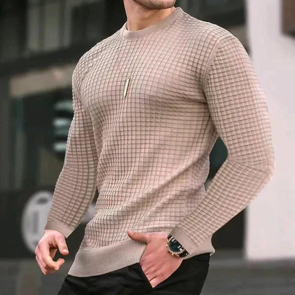 Elegant Milano Slim Fit Textured Knit Pullover-Beige-XS-State of Style